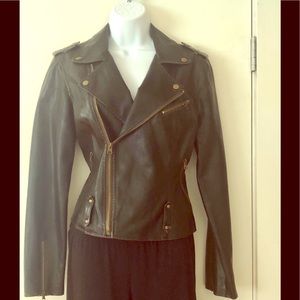 Vintage style faux leather moto/biker jacket